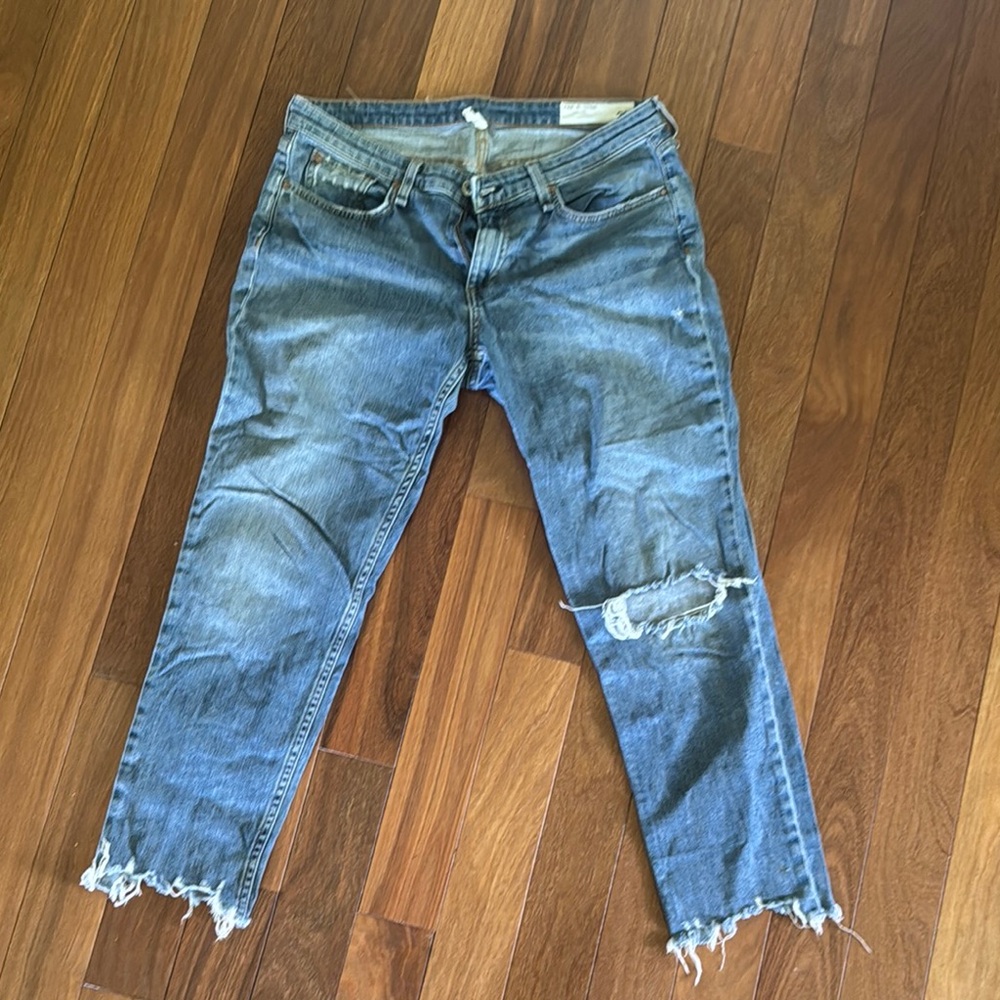 Rag & Bone Blue Boyfriend Jeans Distressed Casual